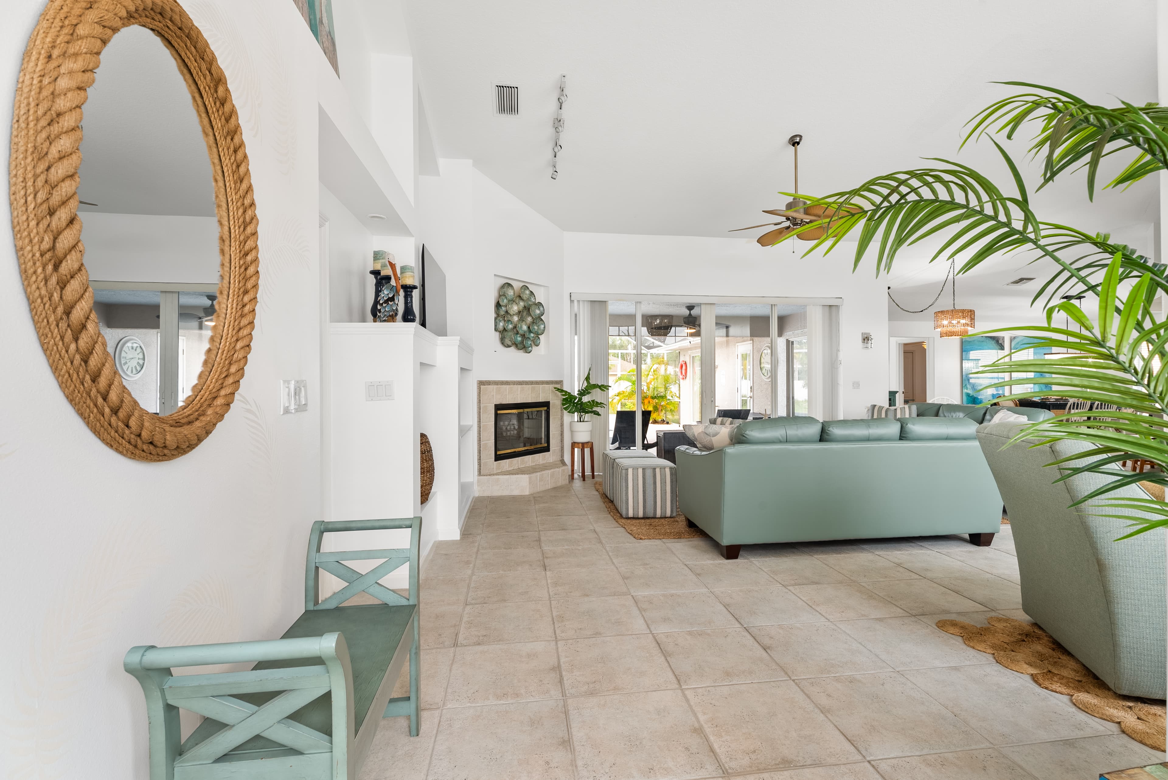 Interior entrance foyer with coastal styling